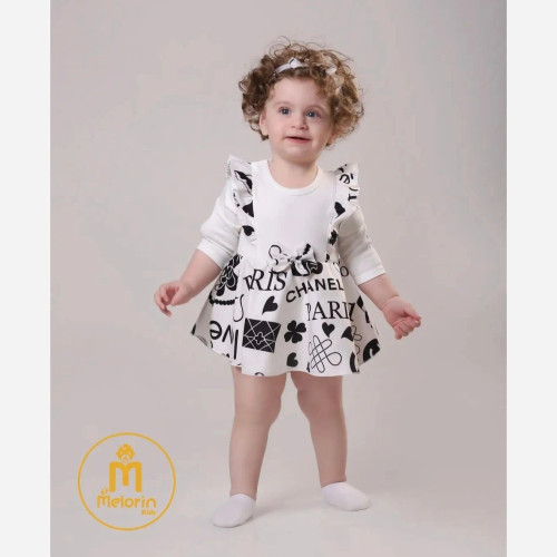 لباس دخترانه طرح پاریس و شنل مناسب 0 تا 12 ماه | لباس مجلسی نوزاد