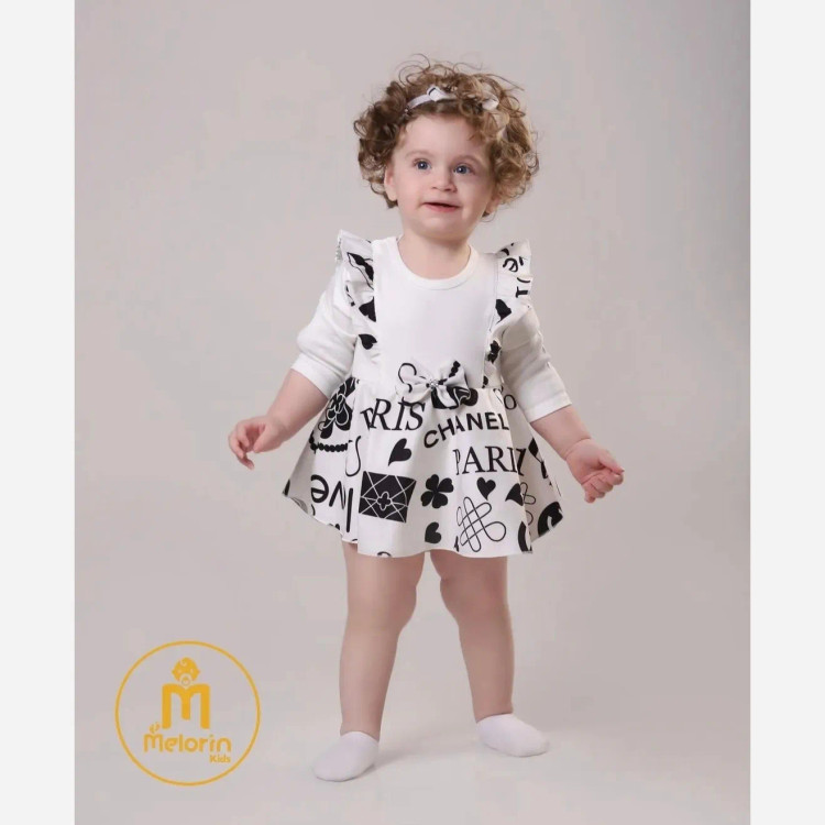 لباس دخترانه طرح پاریس و شنل مناسب 0 تا 12 ماه | لباس مجلسی نوزاد