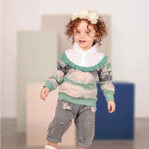 بلوز دخترانه طرحدار یقه سفید مناسب 6 ماه تا 3 سال