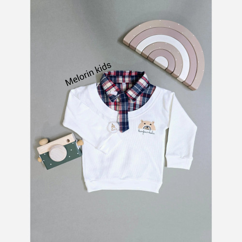 بلوز پسرانه طرح خرس و پاپیون | لباس نوزادی شیک | مناسب 0 تا 12 ماه