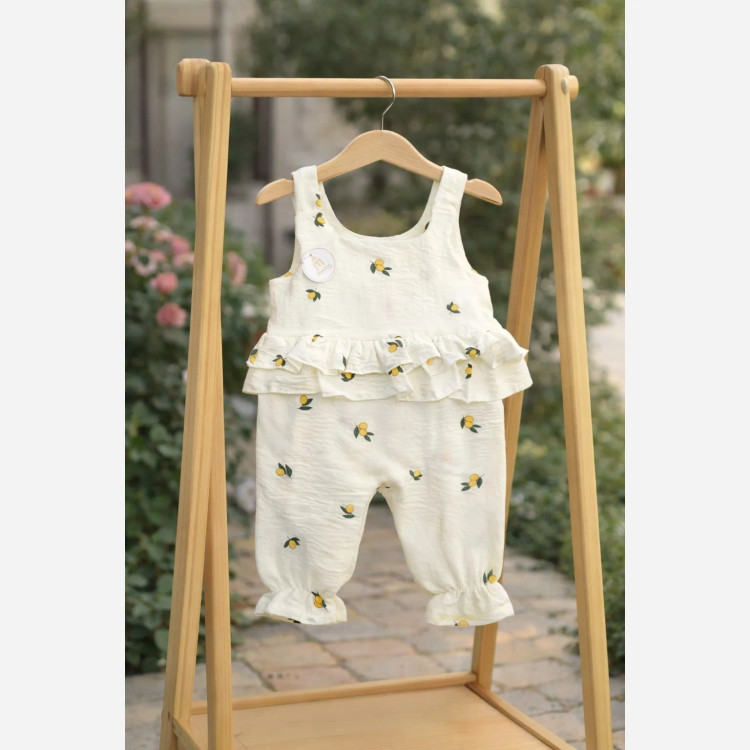 سرهمی نوزاد طرح لیمو | مناسب 3 تا 18 ماه | جنس موسلین خنک