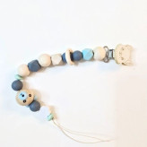 بند پستانک چوبی سیلیکونی طرح خرس برای نوزادان و سیسمونی | گیره دار و ضد پارگی