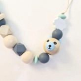 بند پستانک چوبی سیلیکونی طرح خرس برای نوزادان و سیسمونی | گیره دار و ضد پارگی