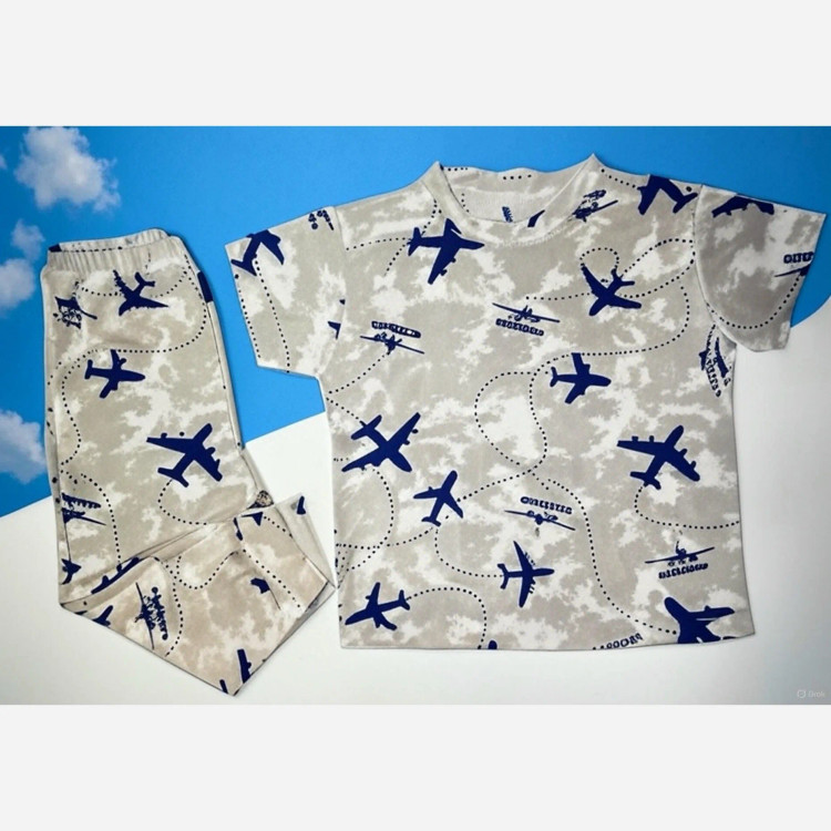 ست تی شرت و شلوارک پسرانه طرح هواپیما مناسب 2 تا 4 سال
