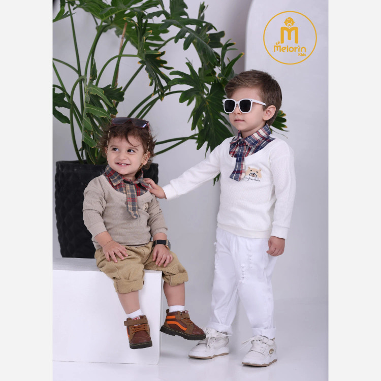 بلوز پسرانه طرح خرس و پاپیون | لباس نوزادی شیک | مناسب 0 تا 12 ماه