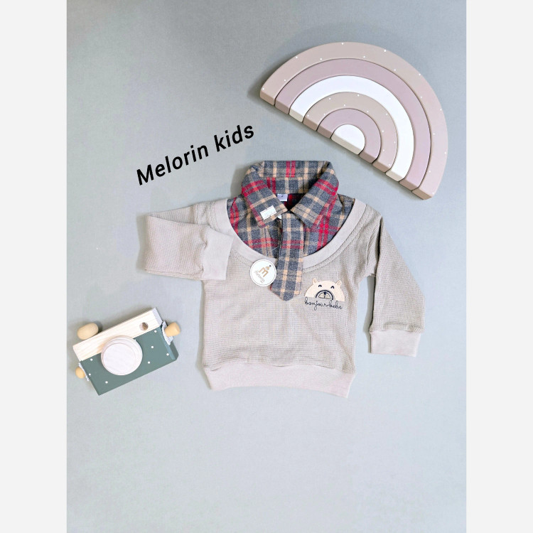 بلوز پسرانه طرح خرس و پاپیون | لباس نوزادی شیک | مناسب 0 تا 12 ماه