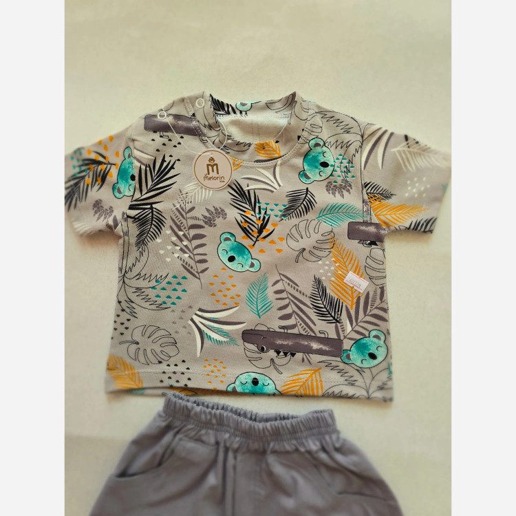 ست تی شرت و شلوارک پسرانه طرح کوالا و استوایی مناسب 3 تا 18 ماه