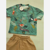 ست تی شرت و شلوارک پسرانه طرح کوالا و استوایی مناسب 3 تا 18 ماه