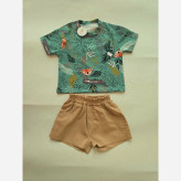 ست تی شرت و شلوارک پسرانه طرح کوالا و استوایی مناسب 3 تا 18 ماه