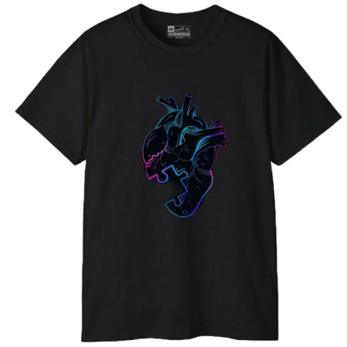 تی شرت آستین کوتاه مردانه پاد آفرین مدل قلب کد 52 طرح چاپ