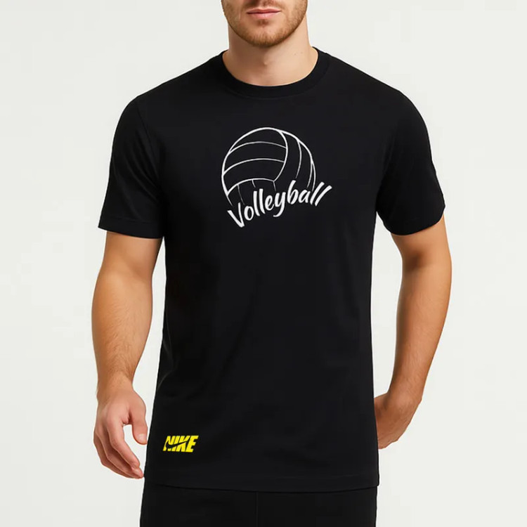 تی شرت آستین کوتاه مردانه یقه گرد نخی مشکی اسپرت روزمره