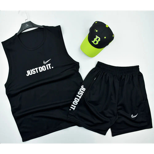 ست تاپ و شلوارک ورزشی مردانه مدل JUST DO IT رنگ مشکی