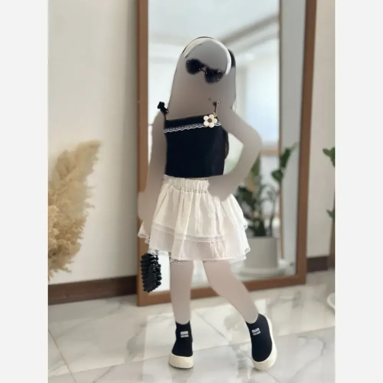 ست تاپ و دامن دخترانه جنس نخ پنبه و کراش مناسب 2 تا 7 سال