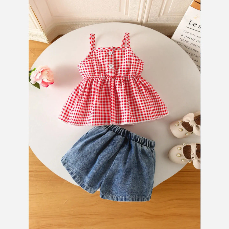 ست تاپ و شورت دخترانه وارداتی مناسب 6 ماه تا 4 سال