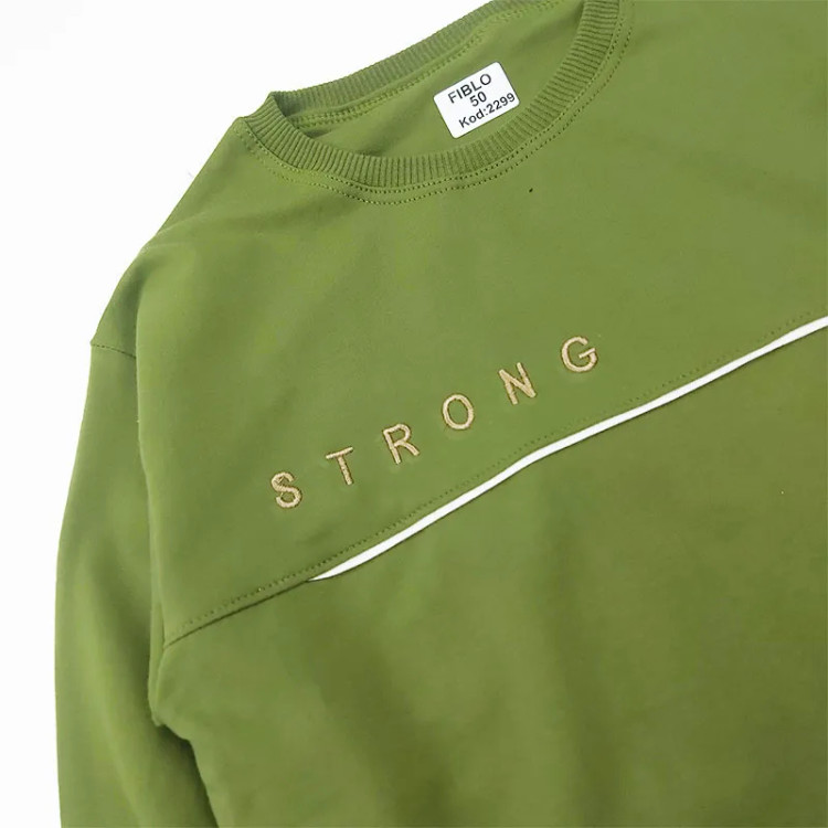 بلوز پسرانه طرح STRING یقه گرد پنبه ای آستین بلند