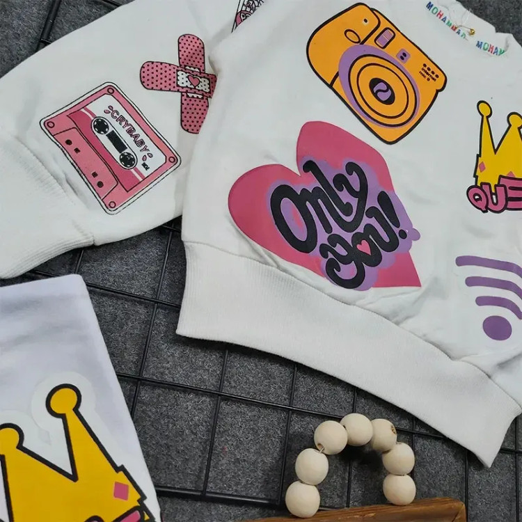 کراپ دخترانه طرح دوربین جنس دو رو پنبه سوپر درجه یک