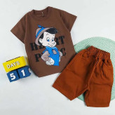 ست تیشرت و شلوارک جین پسرانه طرح پینوکیو کد 9310