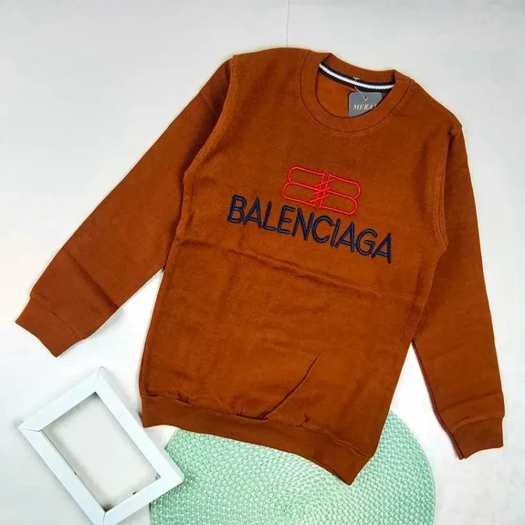 بلوز پسرانه یقه گرد طرح BALENCIAGA پارچه پنبه کبریتی