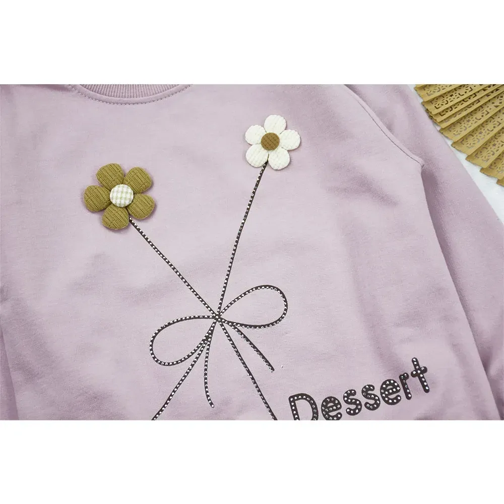 ست بلوز و شلوار بگ دخترانه طرح گل جنس پنبه ای