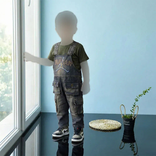 بیلر نوزادی پسرانه طرح جردن جین رنگ زغال سنگی سایز 6 تا 18 ماه