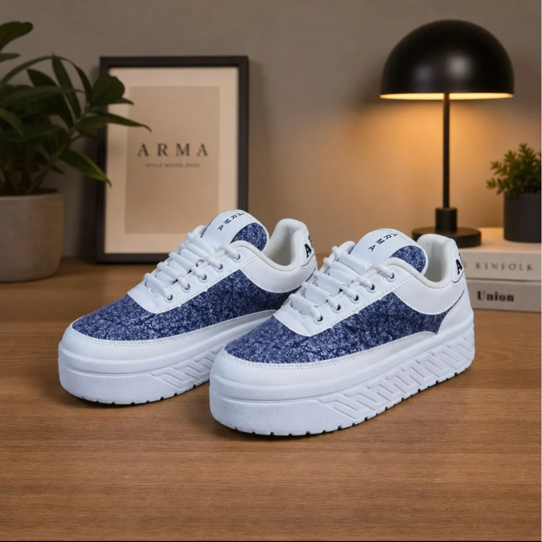 کفش ونس لژدار زنانه مدل ARMA سفید سرمهای قالب کوچک