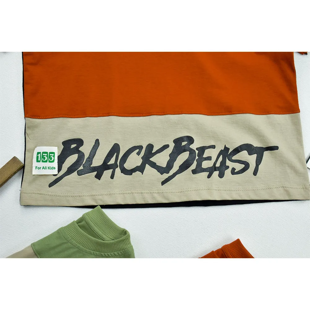 تیشرت پسرانه نخی یقه گرد طرح BLACK BEAST