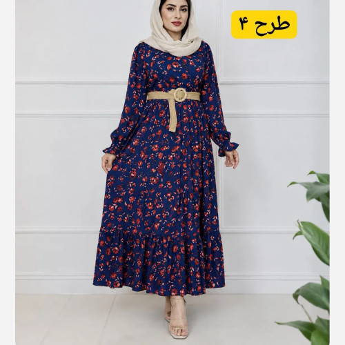 پیراهن زنانه مانتویی یقه چپ و راستی مدل بنفشه جنس سوپرسافت مناسب بارداری و شیردهی