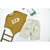 ست تیشرت و شلوارک پسرانه GAP طرح باکسی جنس پنبه و کتان