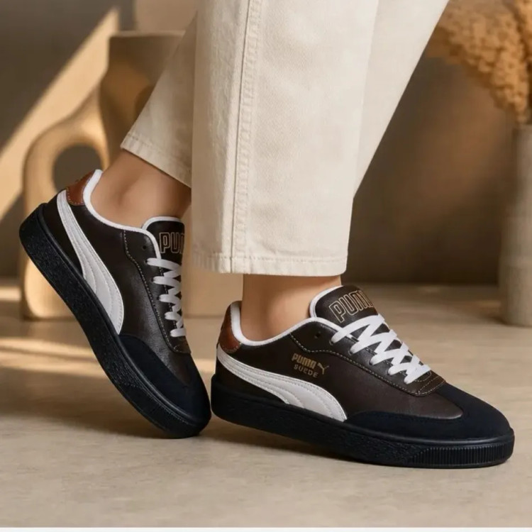 کفش ونس زنانه پوما مشکی قهوه ای رویه مخمل و چرم مصنوعی سایز 37 تا 40
