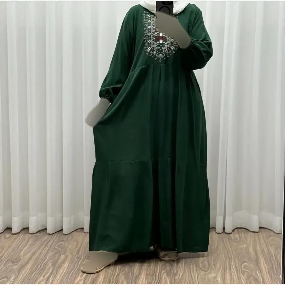 پیراهن ساحلی نخی زنانه مدل آیدا فری سایز مناسب تا 50 با کمربند