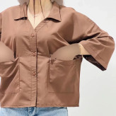 شومیز کراپ دو جیب کد 1189 زنانه آستین سه ربع جنس تترون