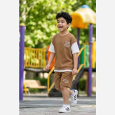 ست تیشرت شلوارک پسرانه و دخترانه طرح بیسکوییتی کد RK2239