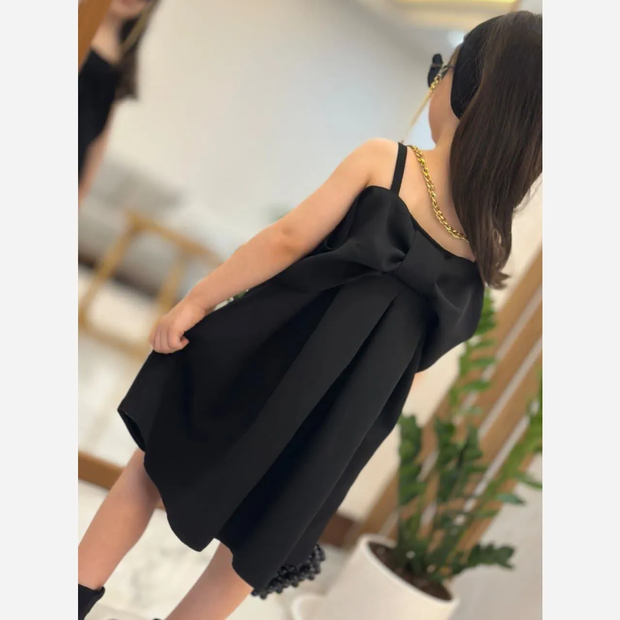 سارافون دخترانه پارچه مازراتی طرح پاپیون در سه سایز مختلف