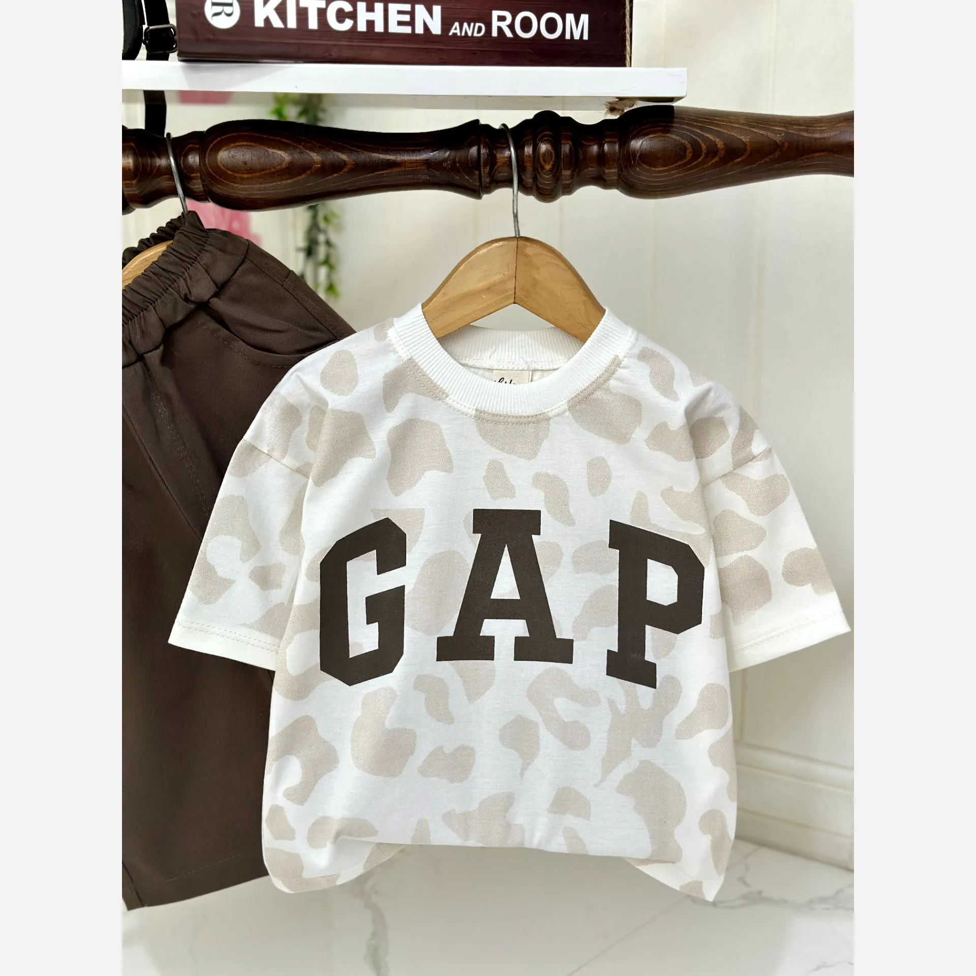 ست تیشرت و شلوارک دخترانه GAP نخ پنبه و کتان مناسب 2 تا 8 سال
