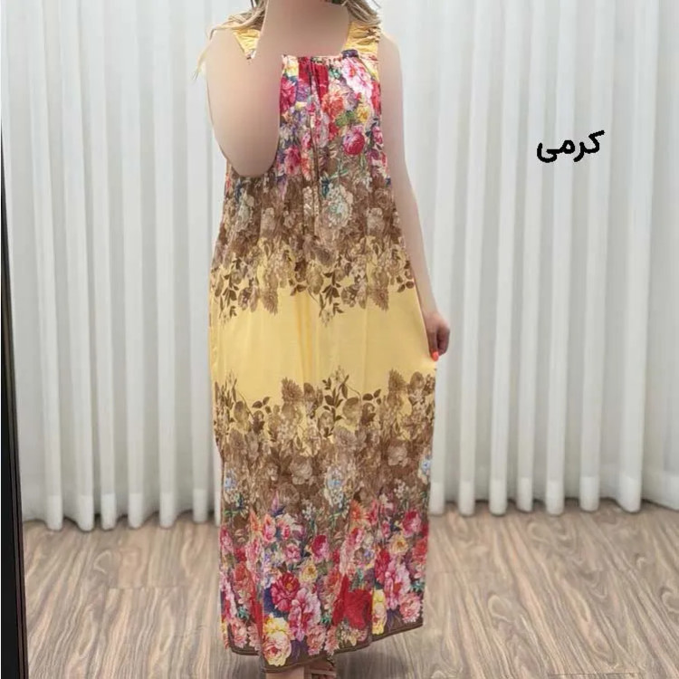 پیراهن ساحلی زنانه نخی آستین حلقهای فری سایز مناسب تا سایز 52