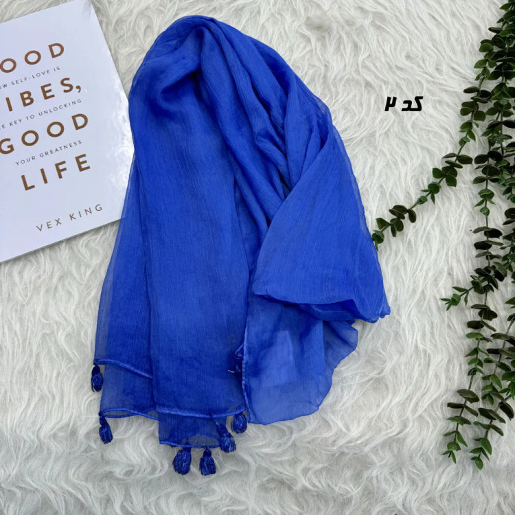 شال حریر ساده منگوله دار قواره بزرگ 185 در 80 سانتیمتر