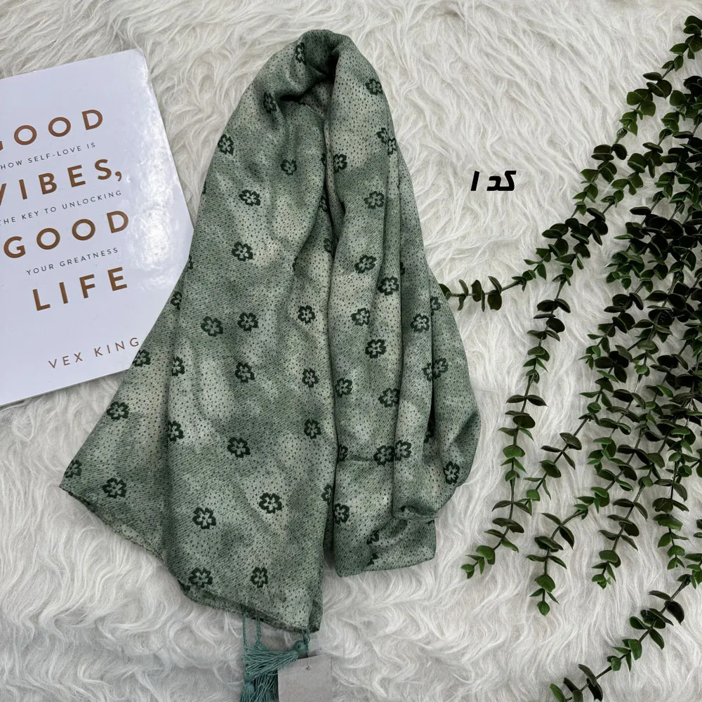 شال نخی طرح گل قواره 190 در 65 سانتیمتر