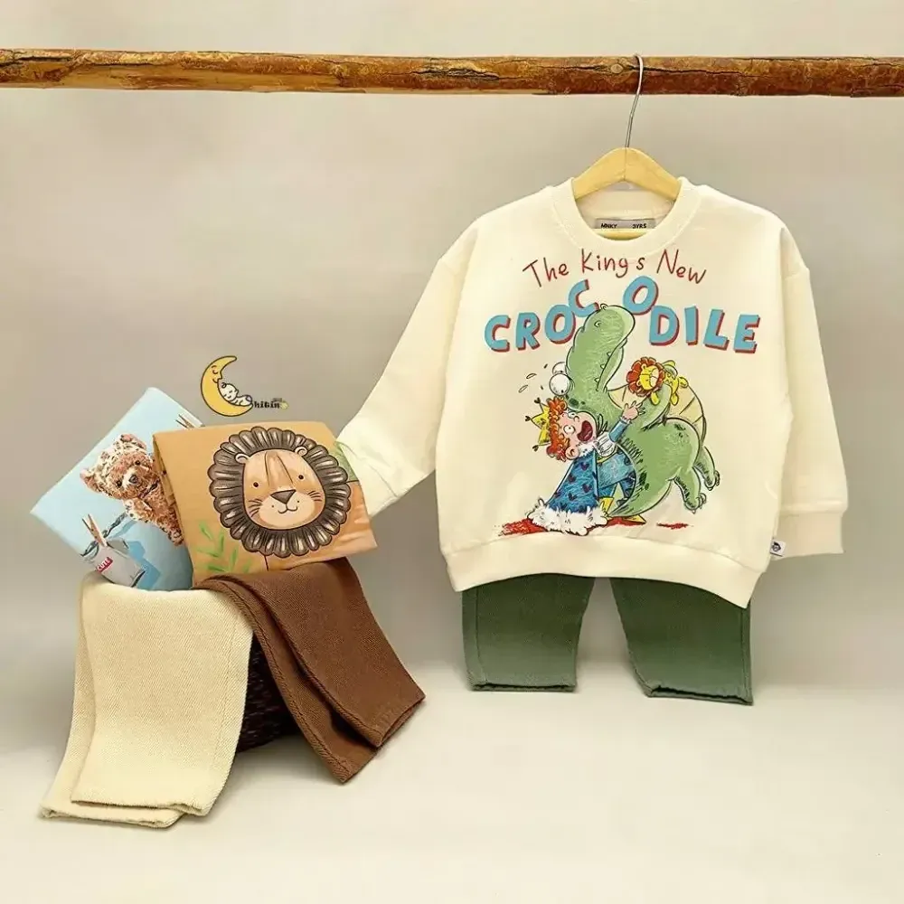 ست دورس 2 نخ و شلوار کتان کجراه گرم بالا مانکی دخترانه پاییزه 4 سایز