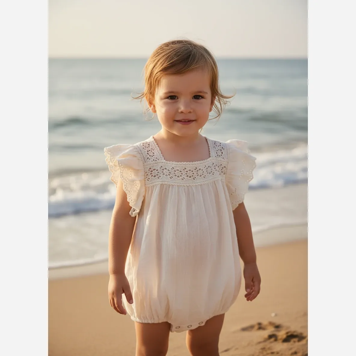 بادی دخترانه وارداتی یقه دانتل خنک سایز 0 تا 24 ماه