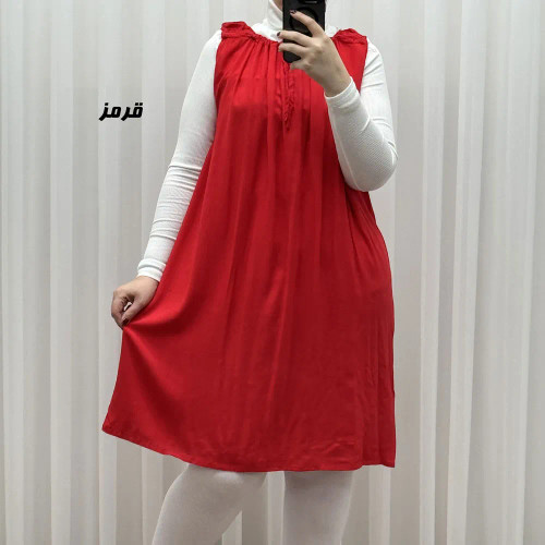 سارافون نخی زنانه کوتاه ساده فری سایز مناسب تا سایز 52