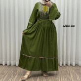 پیراهن نخی گلدوزی زنانه و دخترانه فری سایز مدل نازی کد 1778