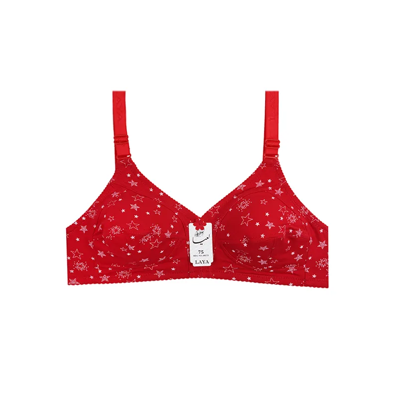 سوتین زنانه تمام نخ طرح چاپی ستاره برند لعیا کاپ B در سایزهای 75، 80، 85