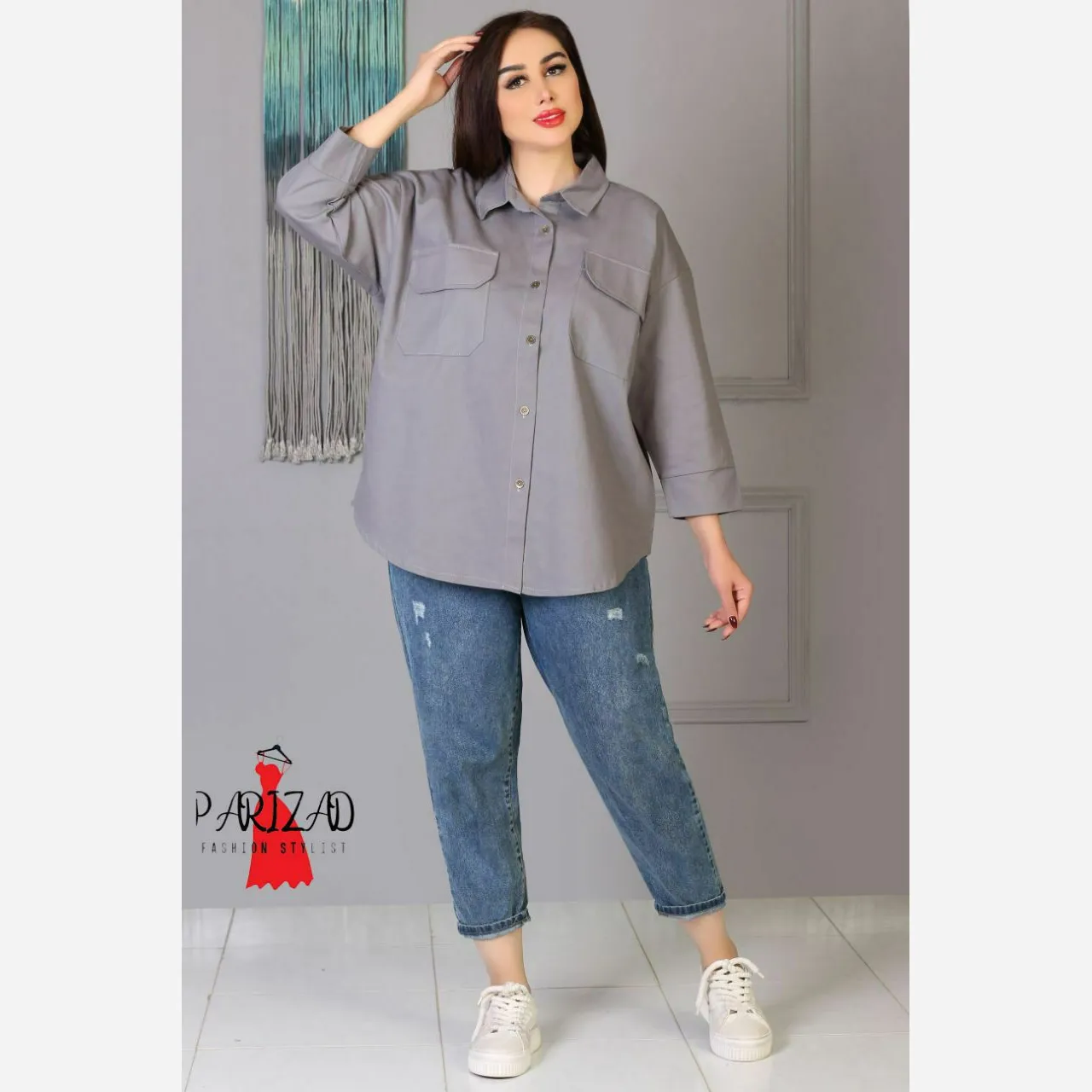 مانتو پانچ کتان دو جیب اسپرت زنانه و دخترانه سایز بزرگ