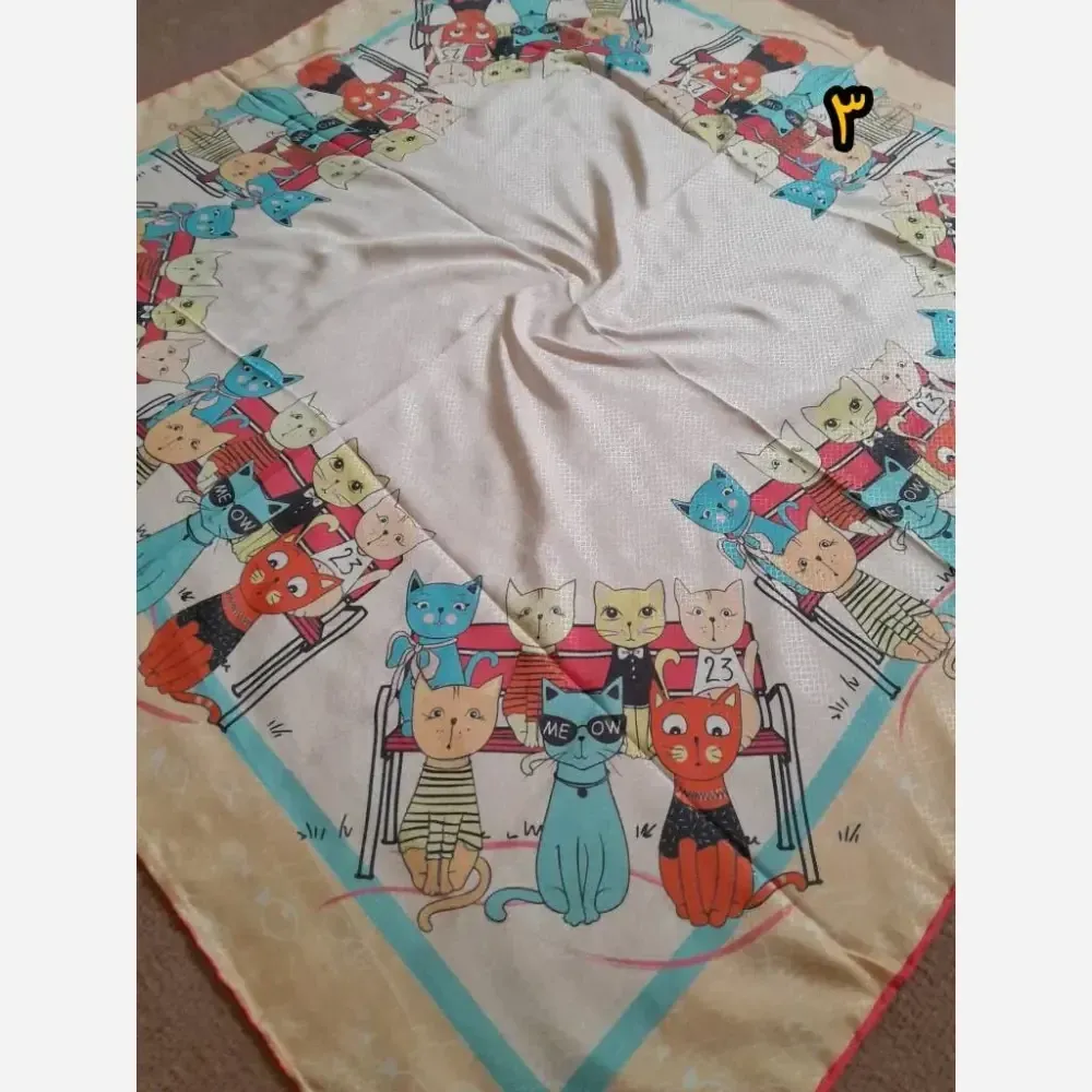 روسری سوپرنخ دخترانه فانتزی دست دوز قواره 100