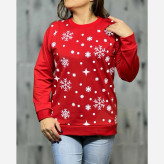 بلوز زنانه یقه گرد طرح دار جنس دورس مناسب سایز 36 تا 44
