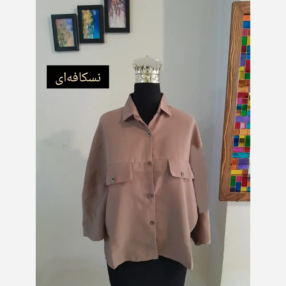 مانتو پانچ کوتاه اسپرت دانشجویی پارچه لینن قواره دار سایز بزرگ