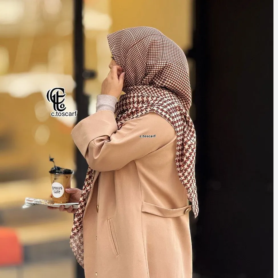 روسری نخی مجلسی طرح حسنا قواره 140 دور چرخ دوز لیز نیست