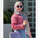 شال نخ کاستوم طرح آنجل رنگ گلبهی قواره 200×70