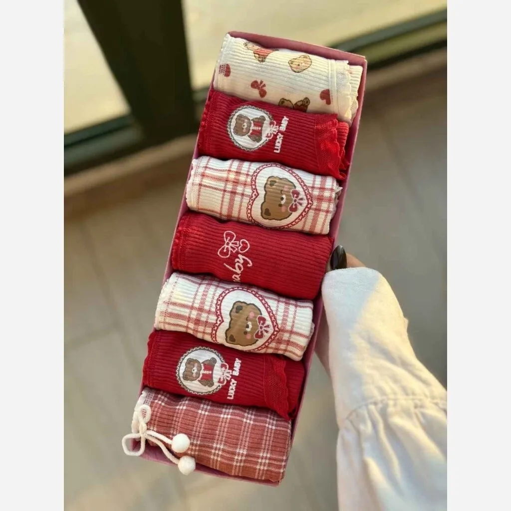 شورت زنانه عروسکی کبریتی نخی طرح تدی پک پنج تایی سایز ایکس لارج