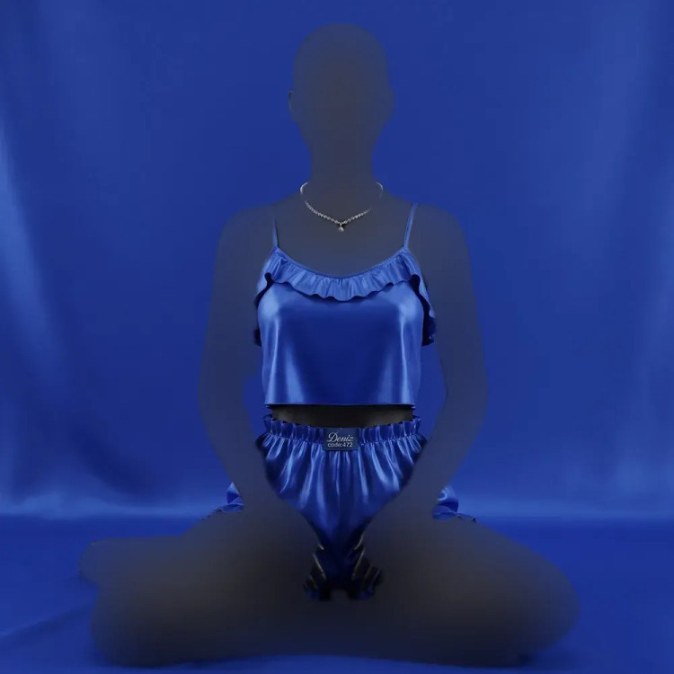 تاپ شورتک زنانه ساتن چین دار بند قابل تنظیم